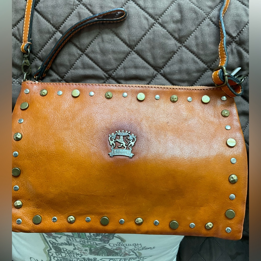Pratesi Orange Leather Studded Bag
